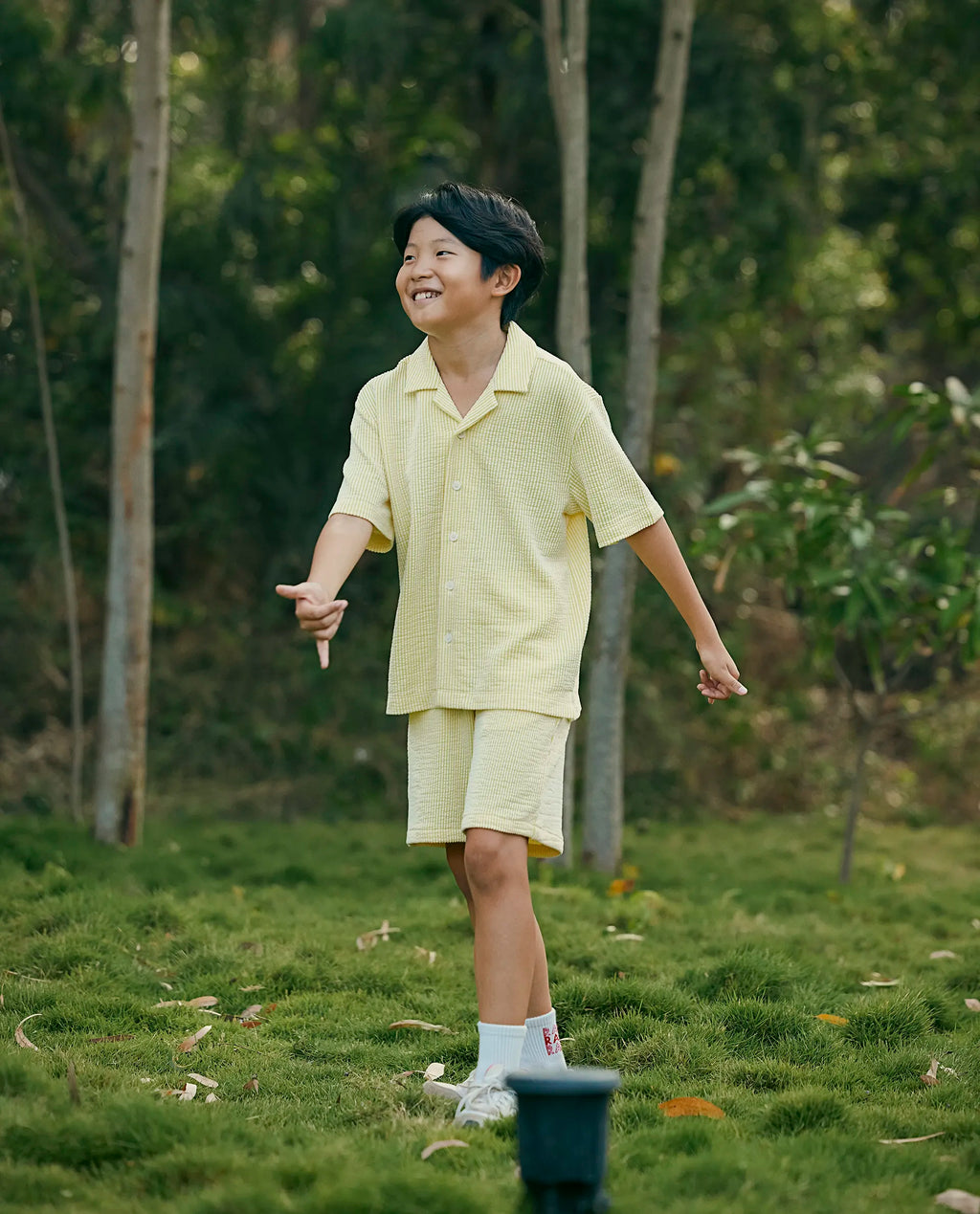 Rare Ones Kids John-S Yellow Cotton Blend Short Sleeve Solid Regular Shirt