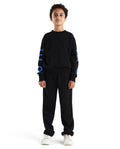 Rare Ones Kids Arno-B Black Cotton Blend Drawstring Closure Regular Fit Trackpant