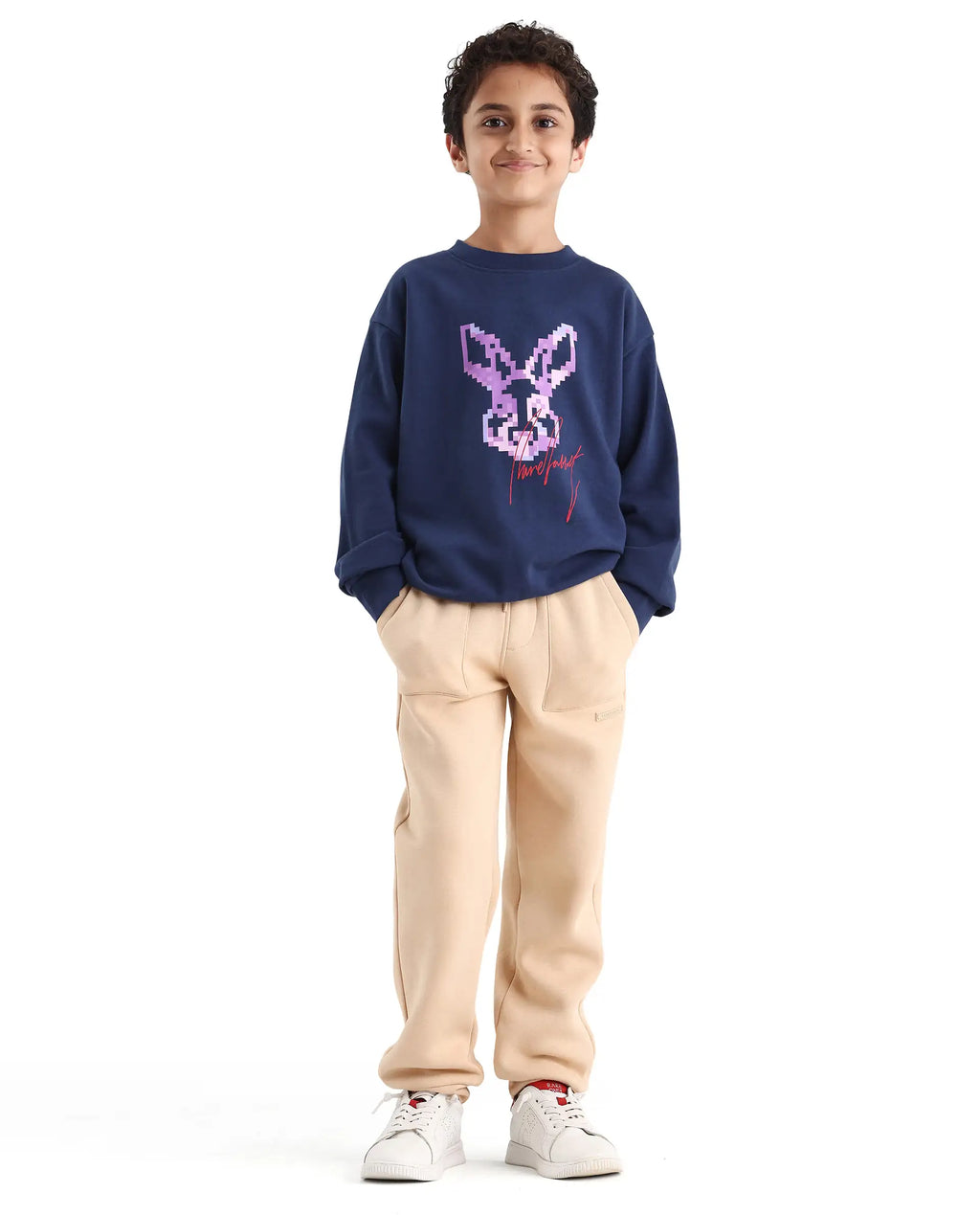 Rare Ones Kids Elio-B Beige Cotton Blend Drawstring Closure Regular Fit Trackpant