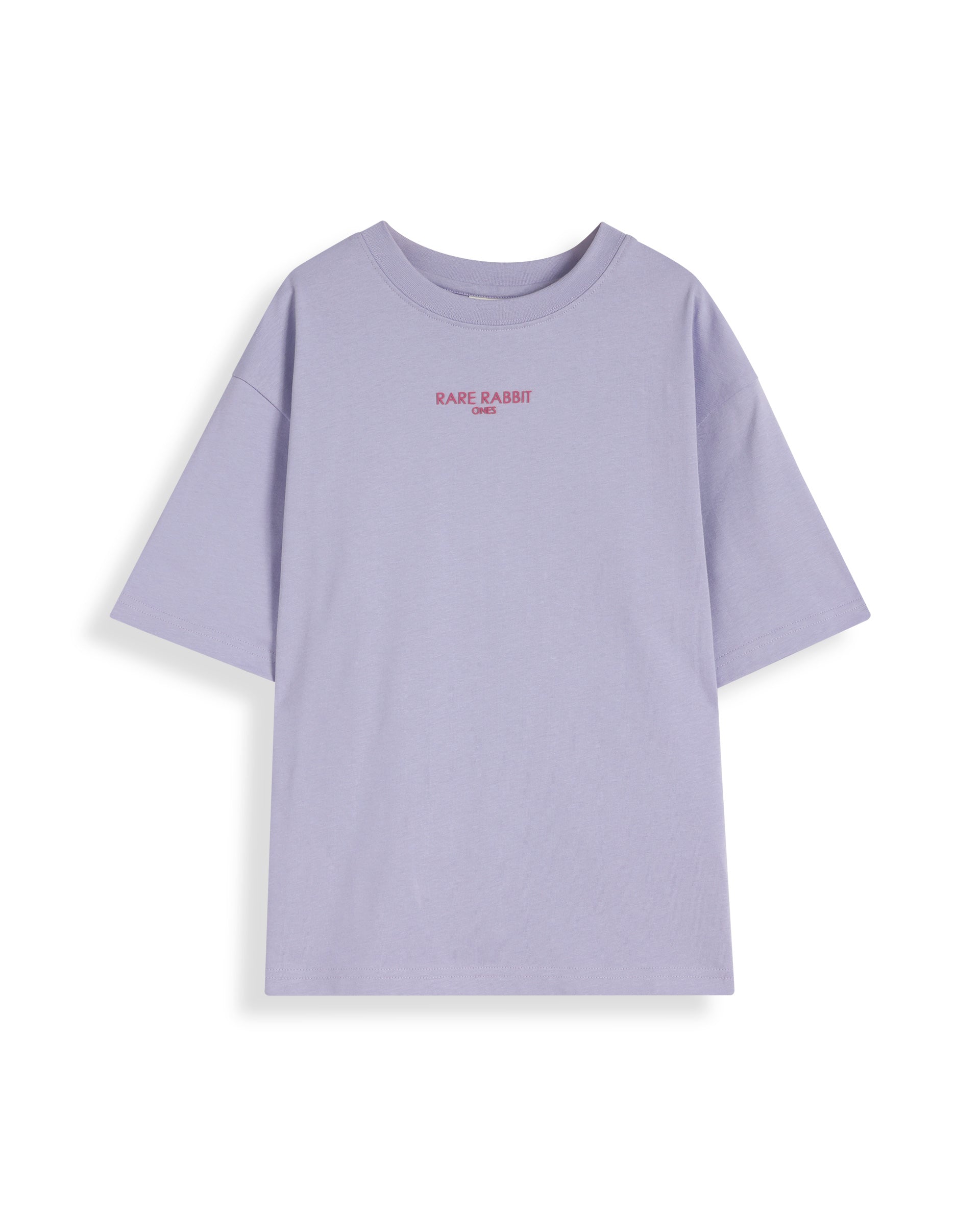 Rare Ones Kids Feg Dusky Purple Cotton Half Sleeves Oversized Crew Neck Graphic Back Print With Applique T-Shirt