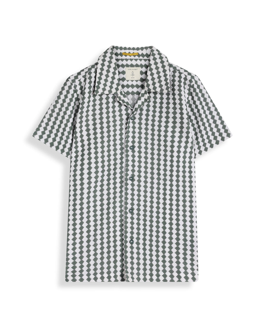 Rare Ones Kids Dion Teal Polyester Short Sleeve Cuban Collar Regular Fit Jacquard Shirt