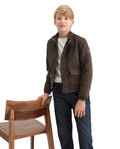 Rare Ones Kids Katpil-25 Brown Polyester Zipper Closure High Neck Plain Full Sleeves Regular Fit Jacket