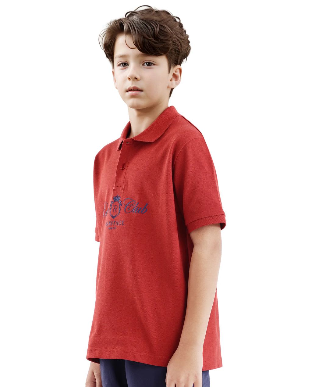 Rare Ones Kids Aimo Dark Rust Cotton Short Sleeve Hd Print Polo