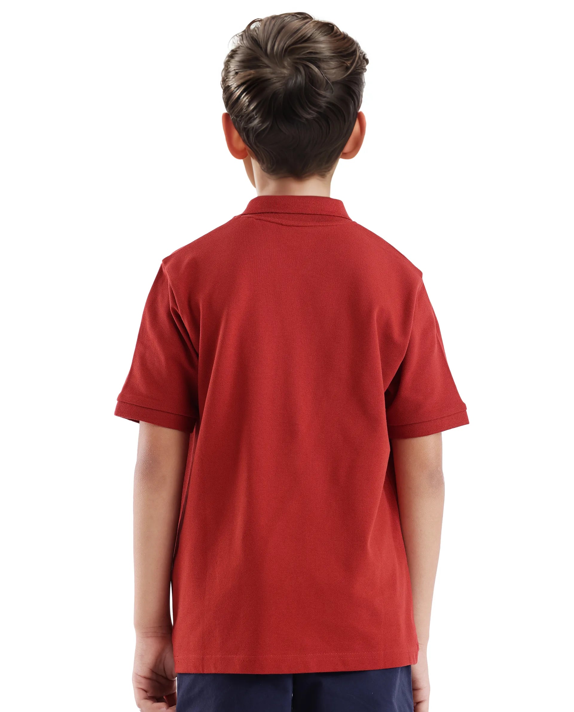 Rare Ones Kids Aimo Dark Rust Cotton Short Sleeve Hd Print Polo