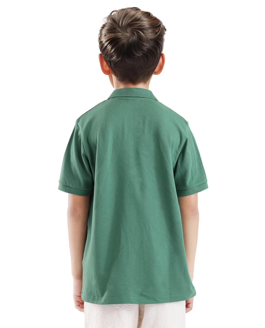 Rare Ones Kids Aimo Green Cotton Short Sleeve Hd Print Polo