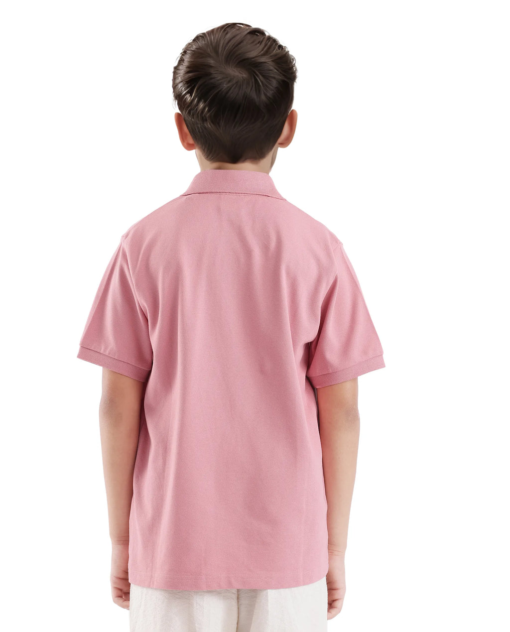 Rare Ones Kids Aimo Pastel Pink Cotton Short Sleeve Hd Print Polo