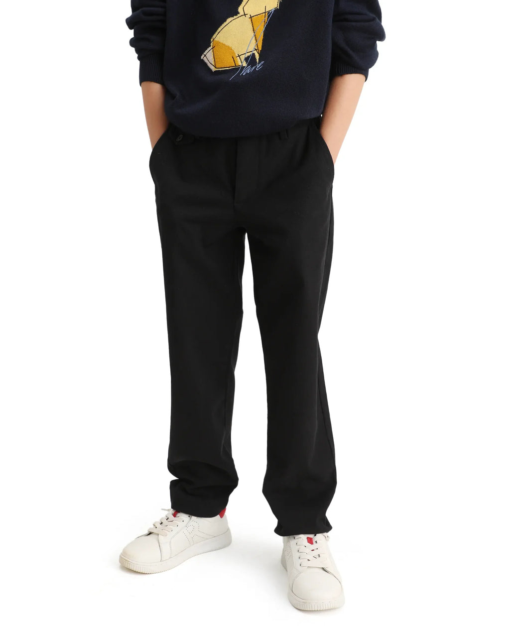 Rare Ones Kids Arne-K Black Cotton Solid Button Closure Regular Fit Trouser