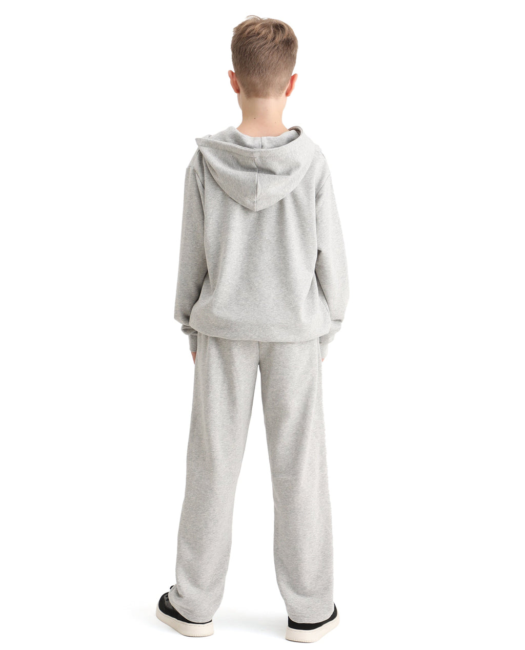 Rare Ones Kids Arno-B Melange Grey Cotton Blend Drawstring Closure Regular Fit Trackpant