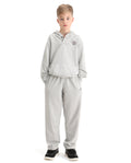 Rare Ones Kids Arno-B Melange Grey Cotton Blend Drawstring Closure Regular Fit Trackpant
