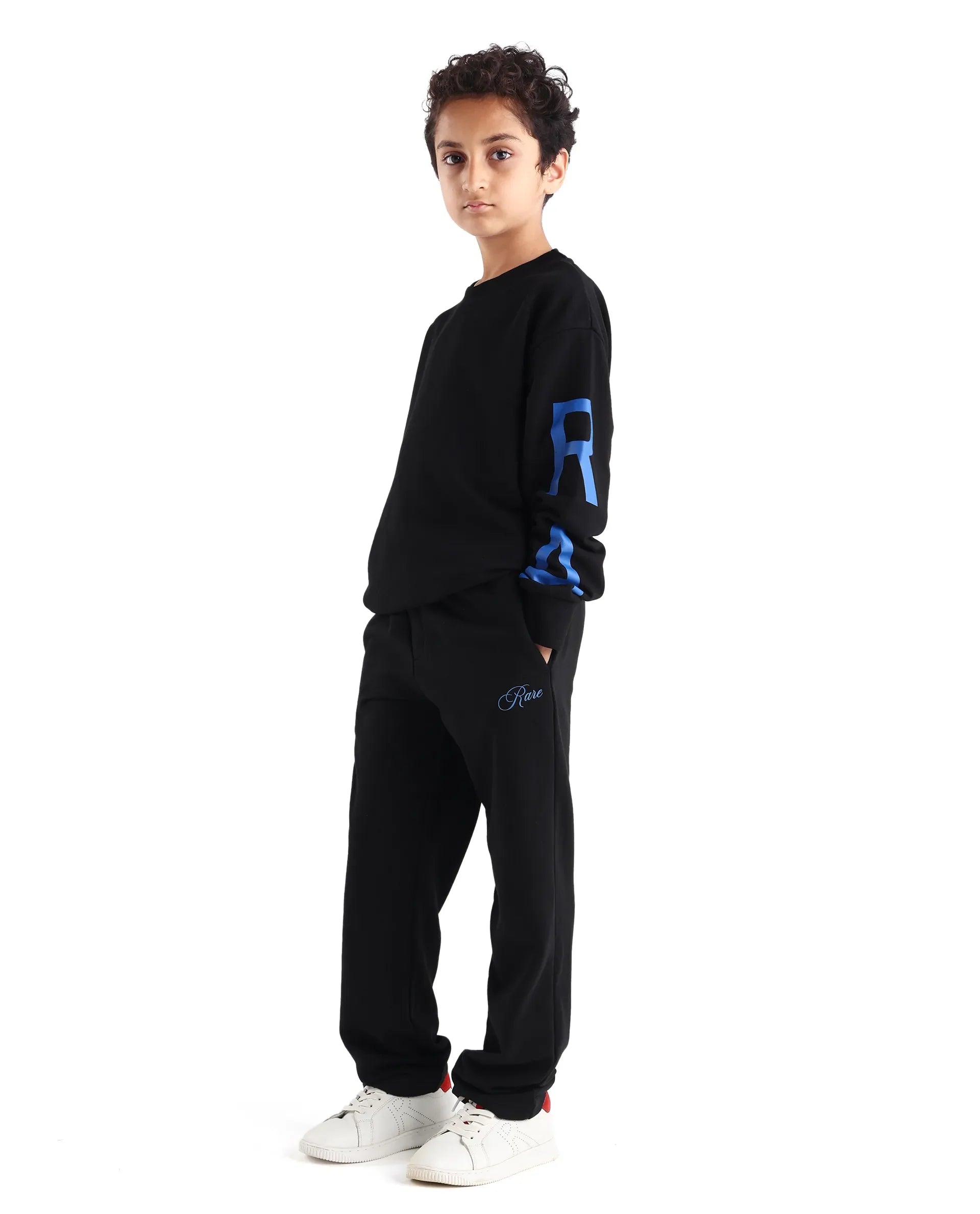 Rare Ones Kids Draw Black Cotton Pull On Crew Neck Full Sleeves Fit Sweatshirt