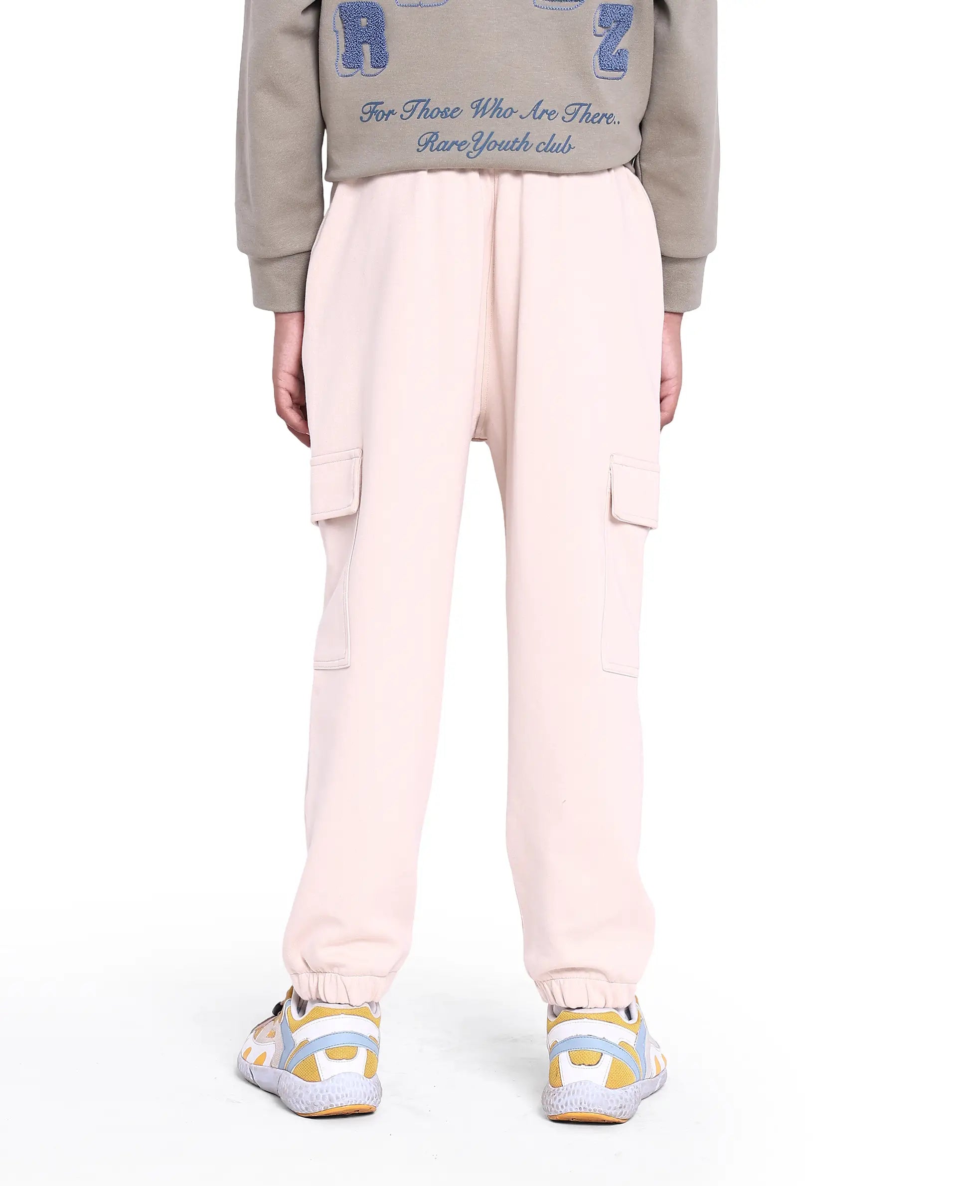 Rare Ones Kids Baro Beige Cotton Poly Solid Trackpant