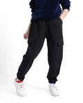 Rare Ones Kids Baro Black Cotton Poly Solid Drawstring Closure Regular Fit Trackpant