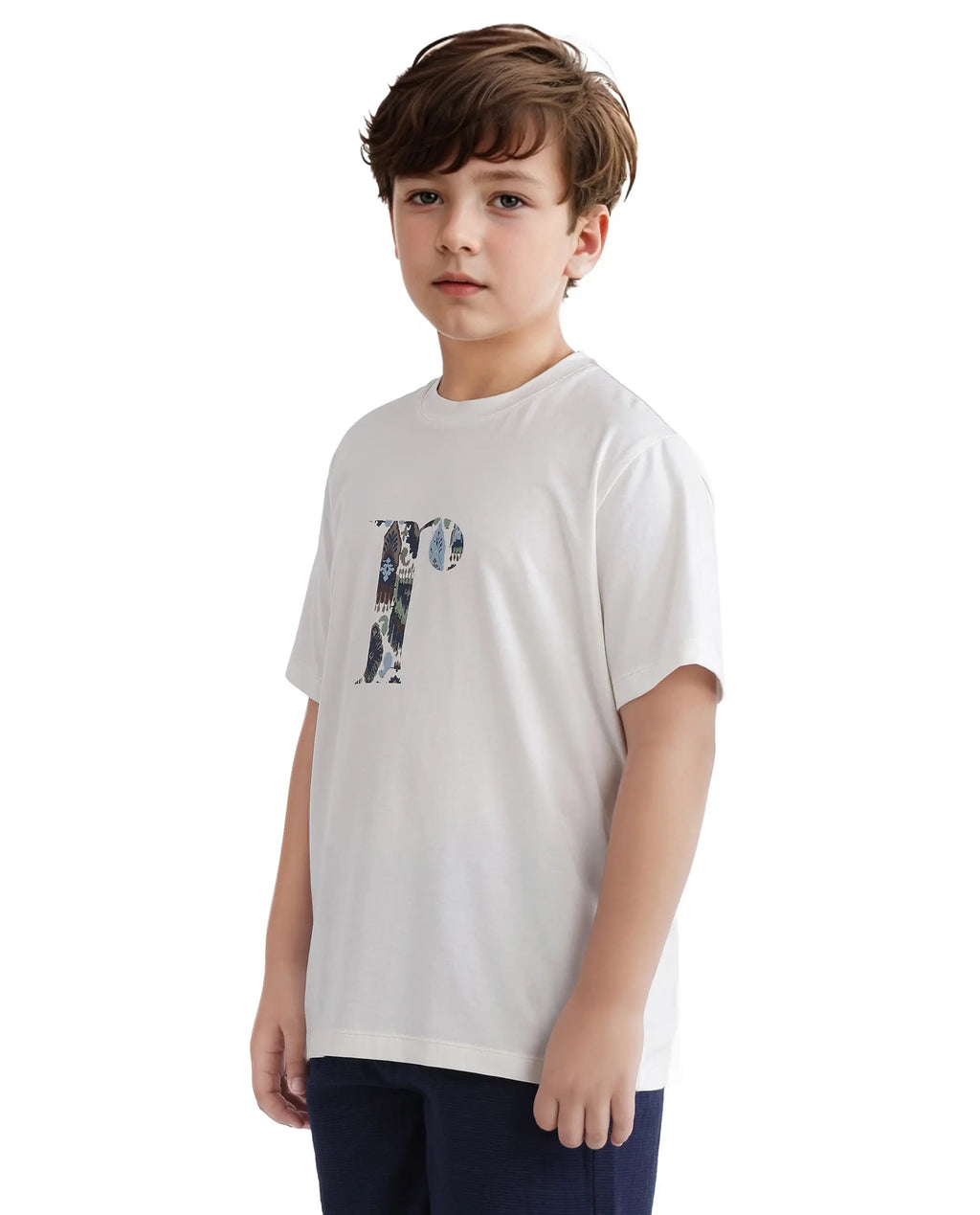 Rare Ones Kids Bent-K Off White Cotton Blend Short Sleeve Crew Neck Printed T-Shirt
