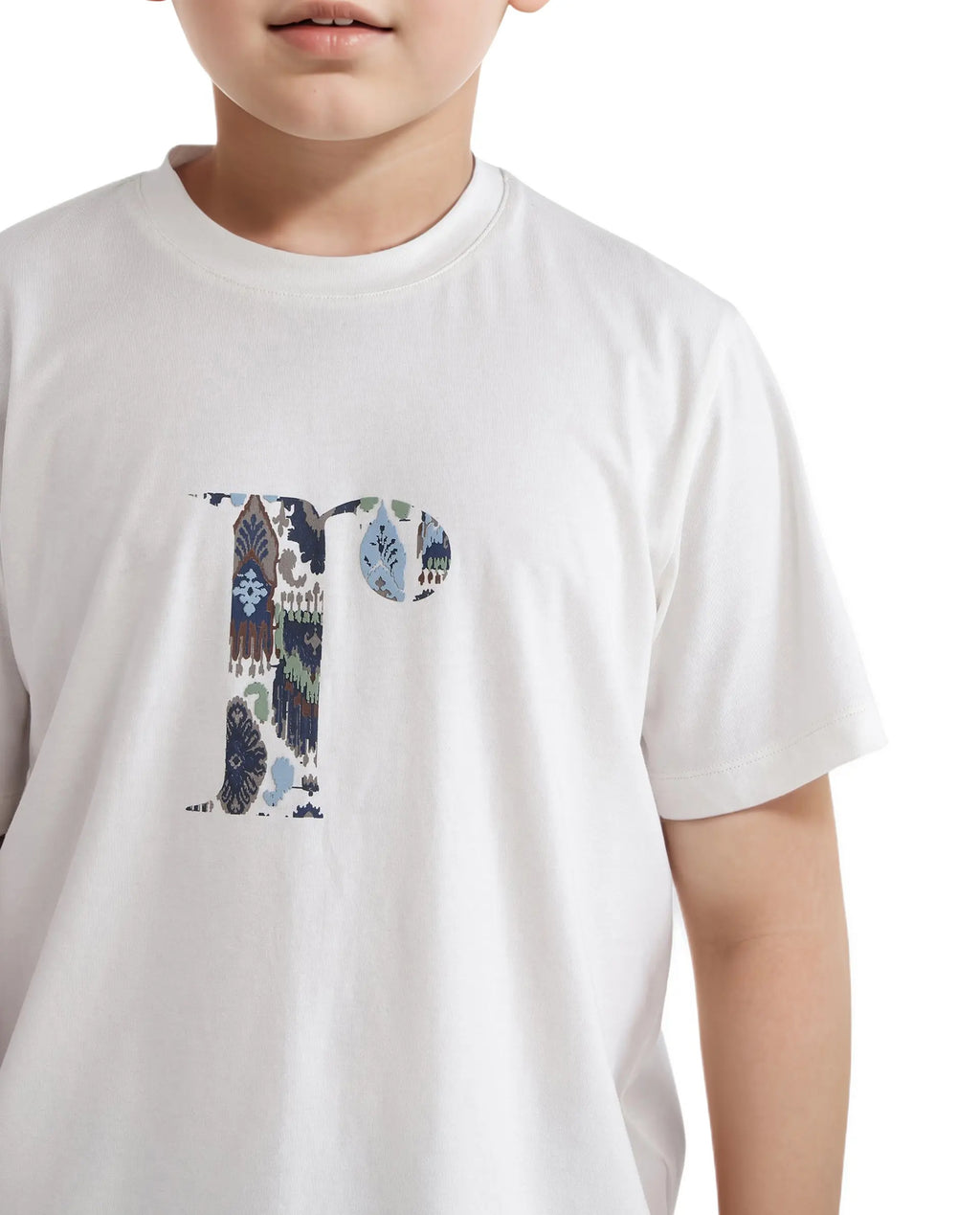 Rare Ones Kids Bent-K Off White Cotton Blend Short Sleeve Crew Neck Printed T-Shirt