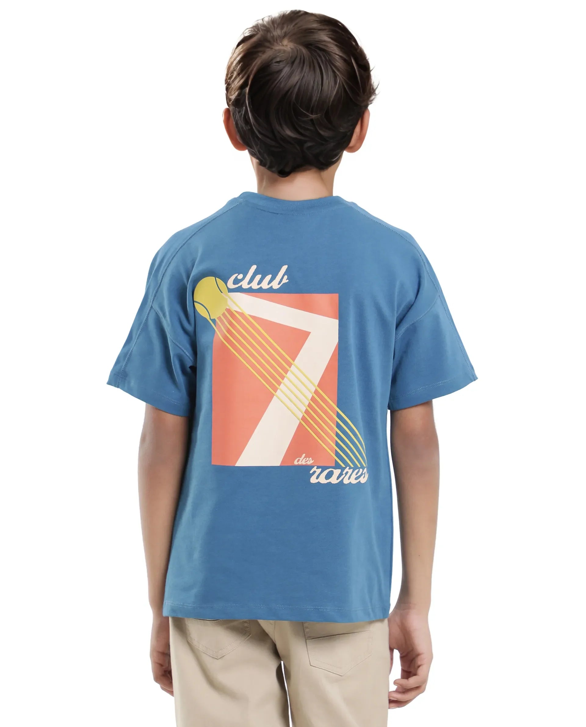 Rare Ones Kids Blip Dark Blue Cotton Short Sleeve Crew Neck T-Shirt