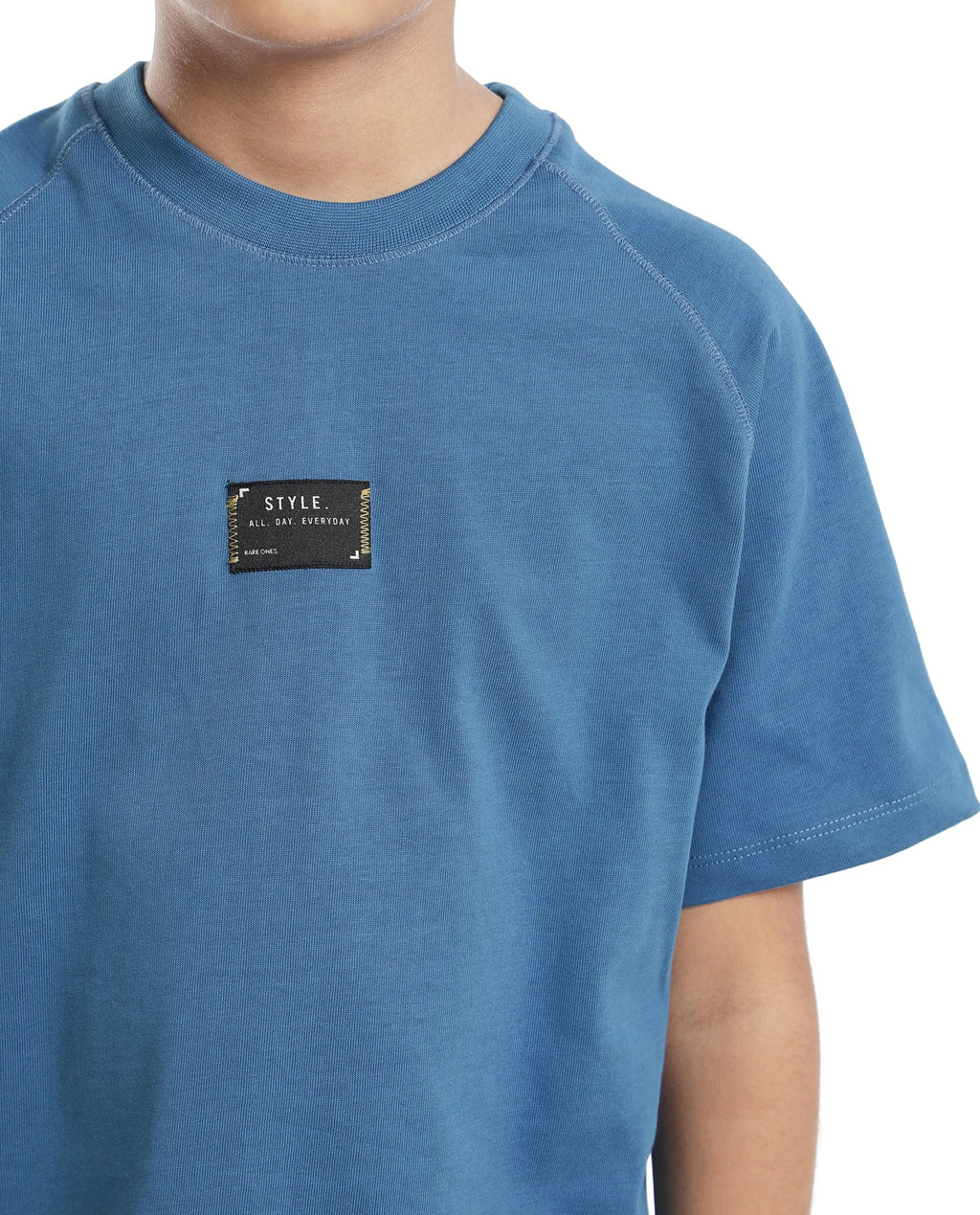 Rare Ones Kids Blip Dark Blue Cotton Short Sleeve Crew Neck T-Shirt