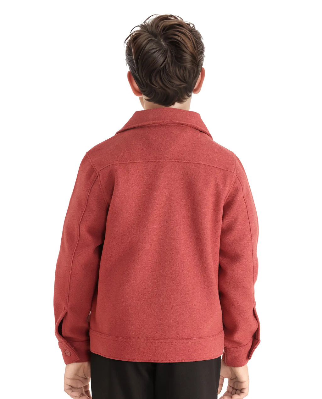 Rare Ones Kids Bochin Rust Button Closure Lapel Neck Full Sleeve Jacket