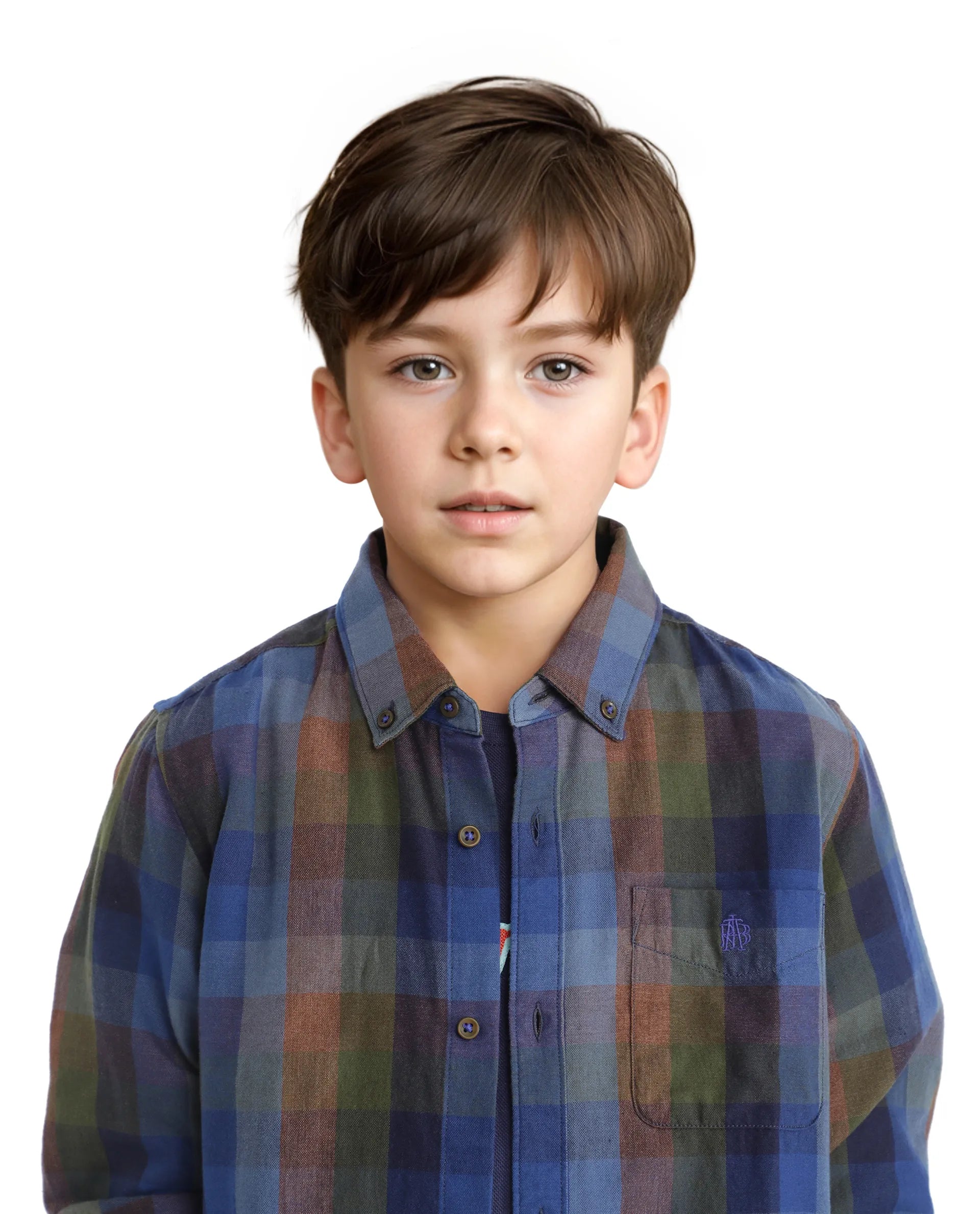 Rare Ones Kids Cal Blue Cotton Poly Full Sleeve Button Down Checked Shirt