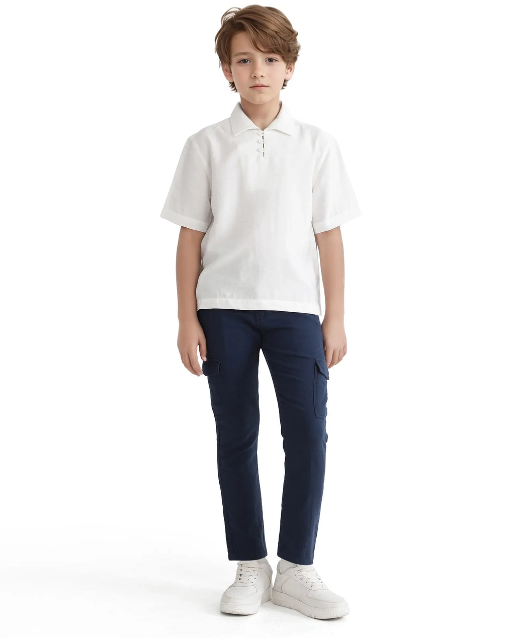 Rare Ones Kids Chad White Viscose Blend Half Sleeve Button Solid Regular Fit Shirt