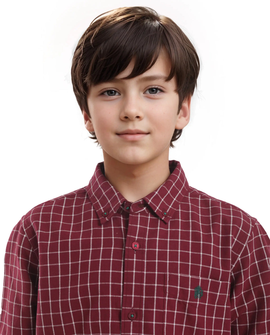 Rare Ones Kids Crew Red Cotton Full Sleeves Button Down Collar Regular Fit Checked Shirt