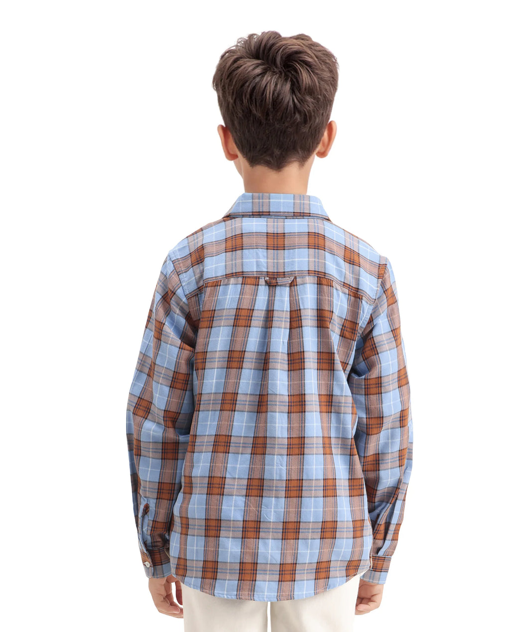 Rare Ones Kids Cruz Light Blue Cotton Checked Button Closure Regular Fit Shirt
