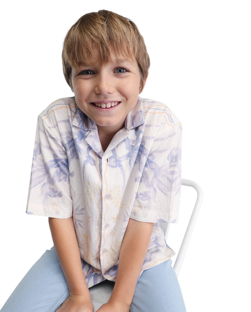 Rare Ones Kids Demp White Viscose Blend Printed Button Closure Regular Fit Shirt