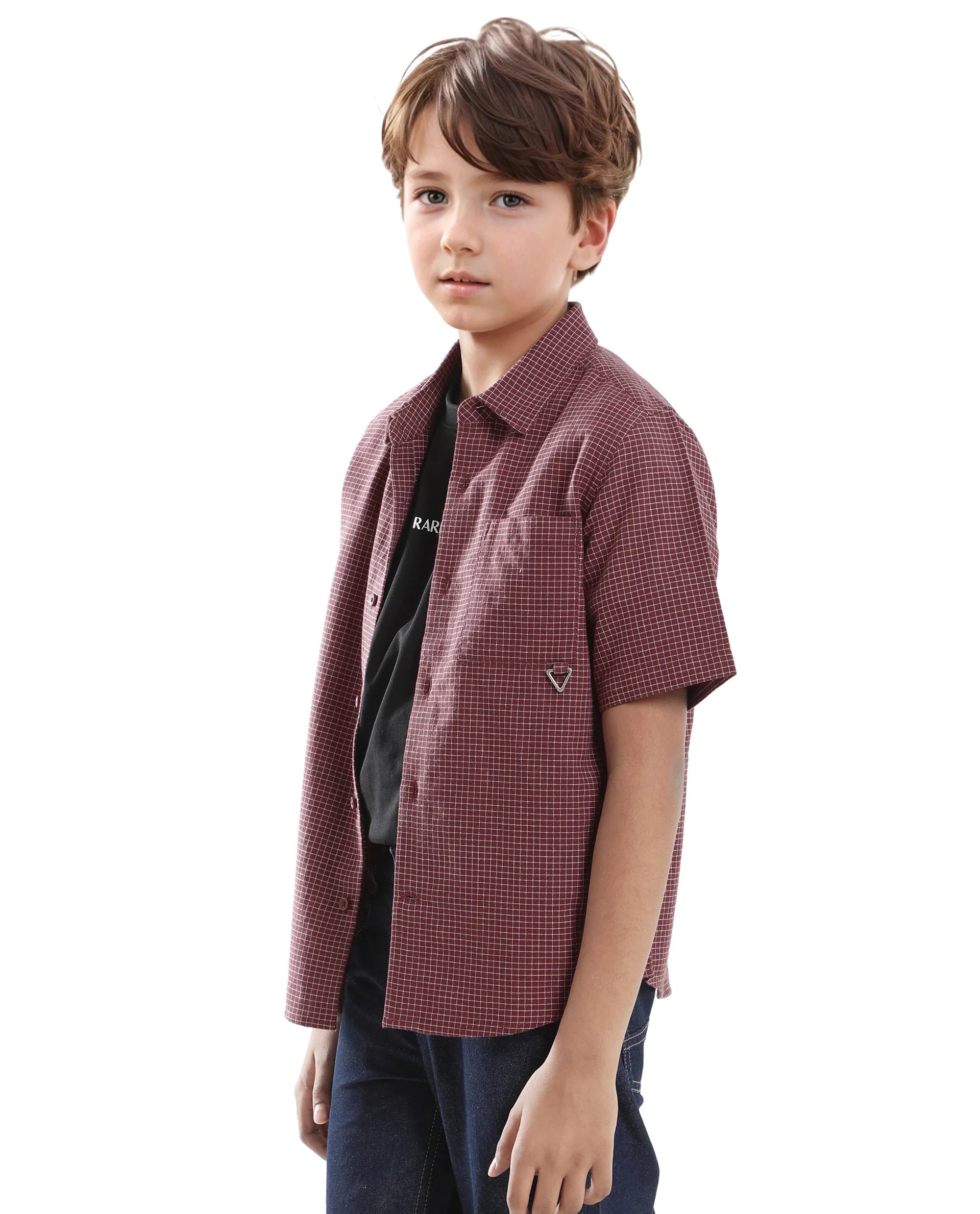 Rare Ones Kids Dornt Rust Cotton Half Sleeve Button Printed Regular Fit Shirt