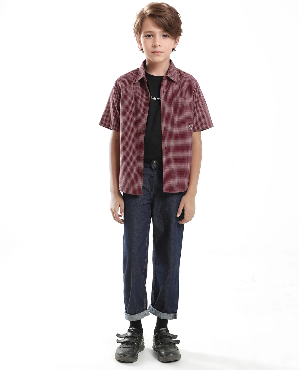Rare Ones Kids Dornt Rust Cotton Half Sleeve Button Printed Regular Fit Shirt