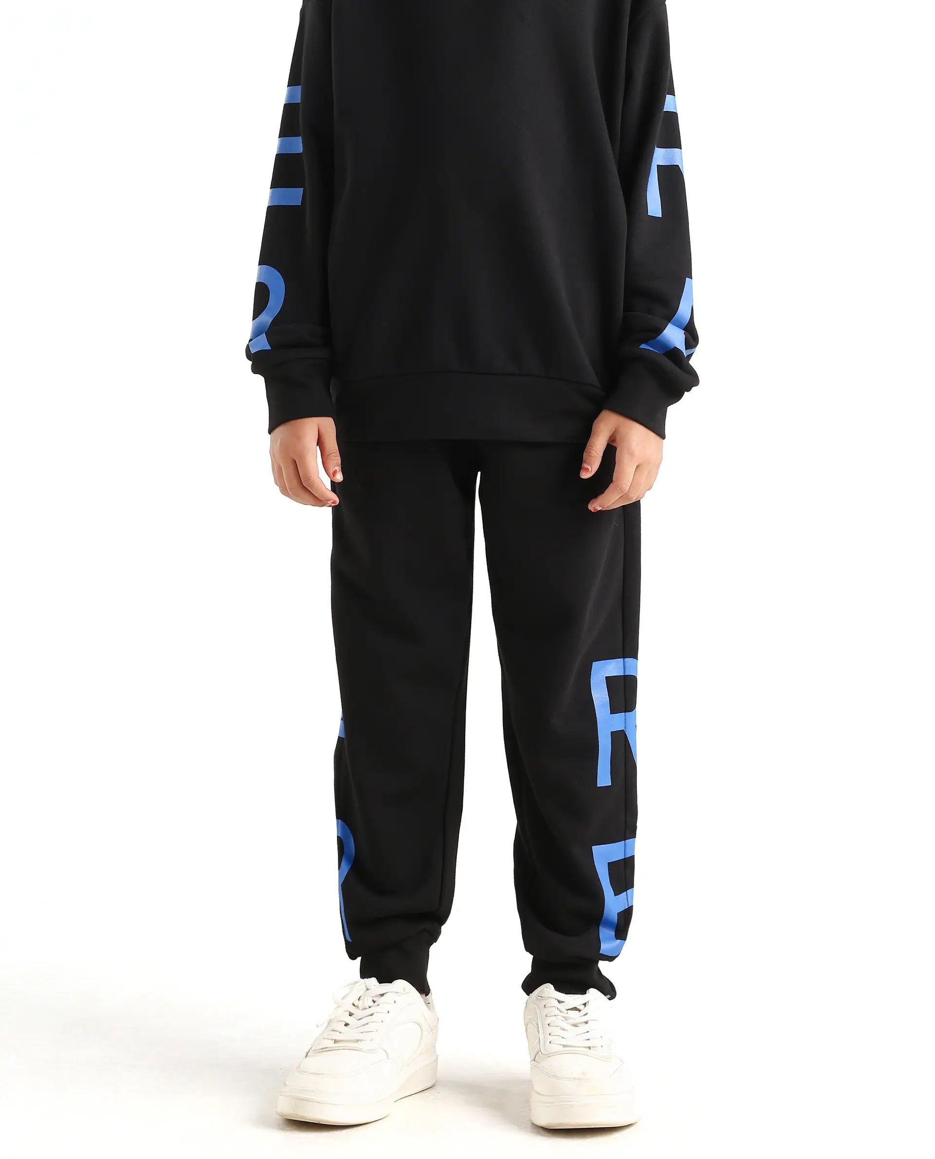 Rare Ones Kids Draw-B Black Cotton Drawstring Regular Fit Trackpant