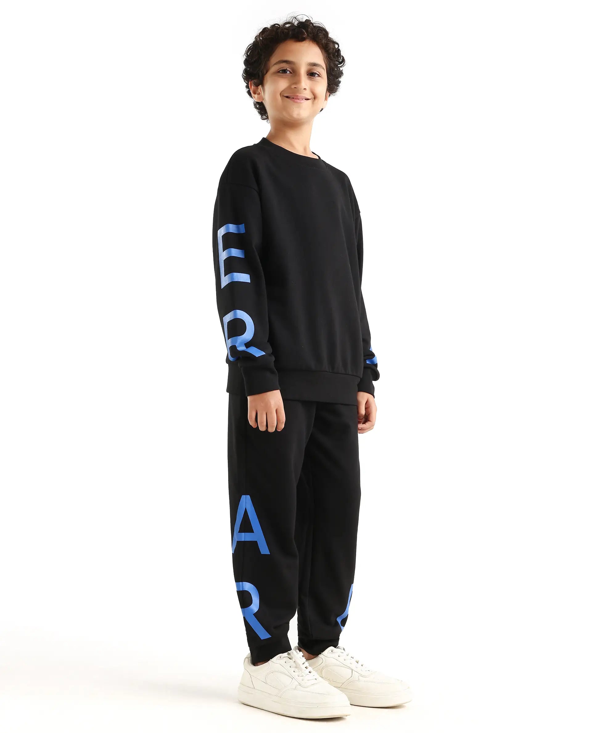Rare Ones Kids Draw-B Black Cotton Drawstring Regular Fit Trackpant