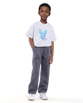 Rare Ones Kids Dusk Grey Cotton Blend Plain Drawstring Regular Fit Trouser