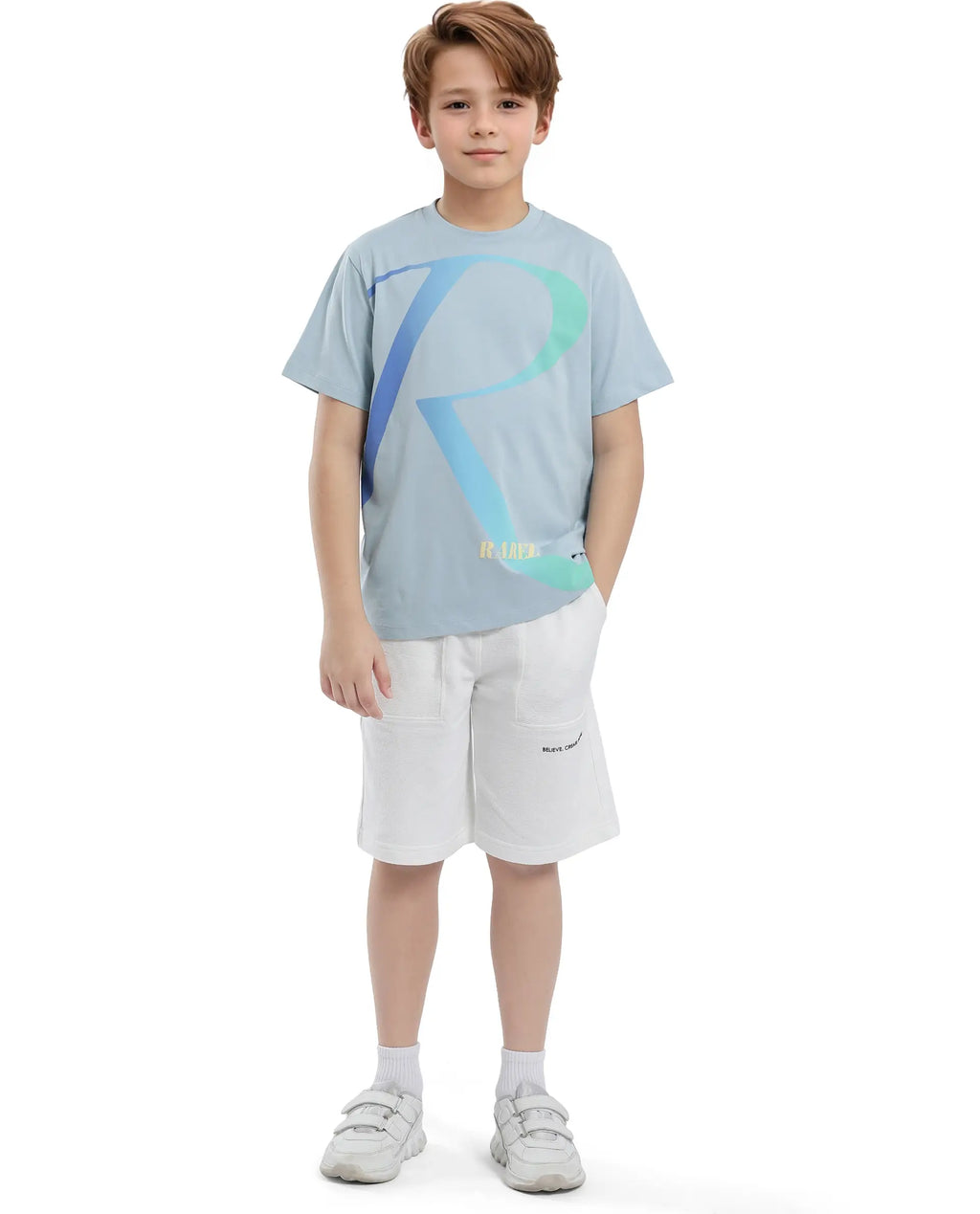 Rare Ones Kids Elzo-K Light Blue Cotton Half Sleeve Solid Slip-On Closure Regular Fit T-Shirt