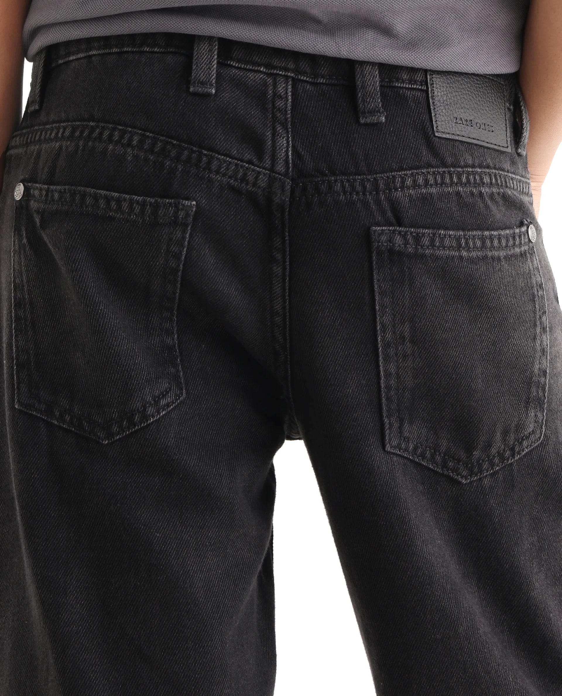 Rare Ones Kids Enim-K Grey Cotton Button Closure Plain Regular Fit Jeans