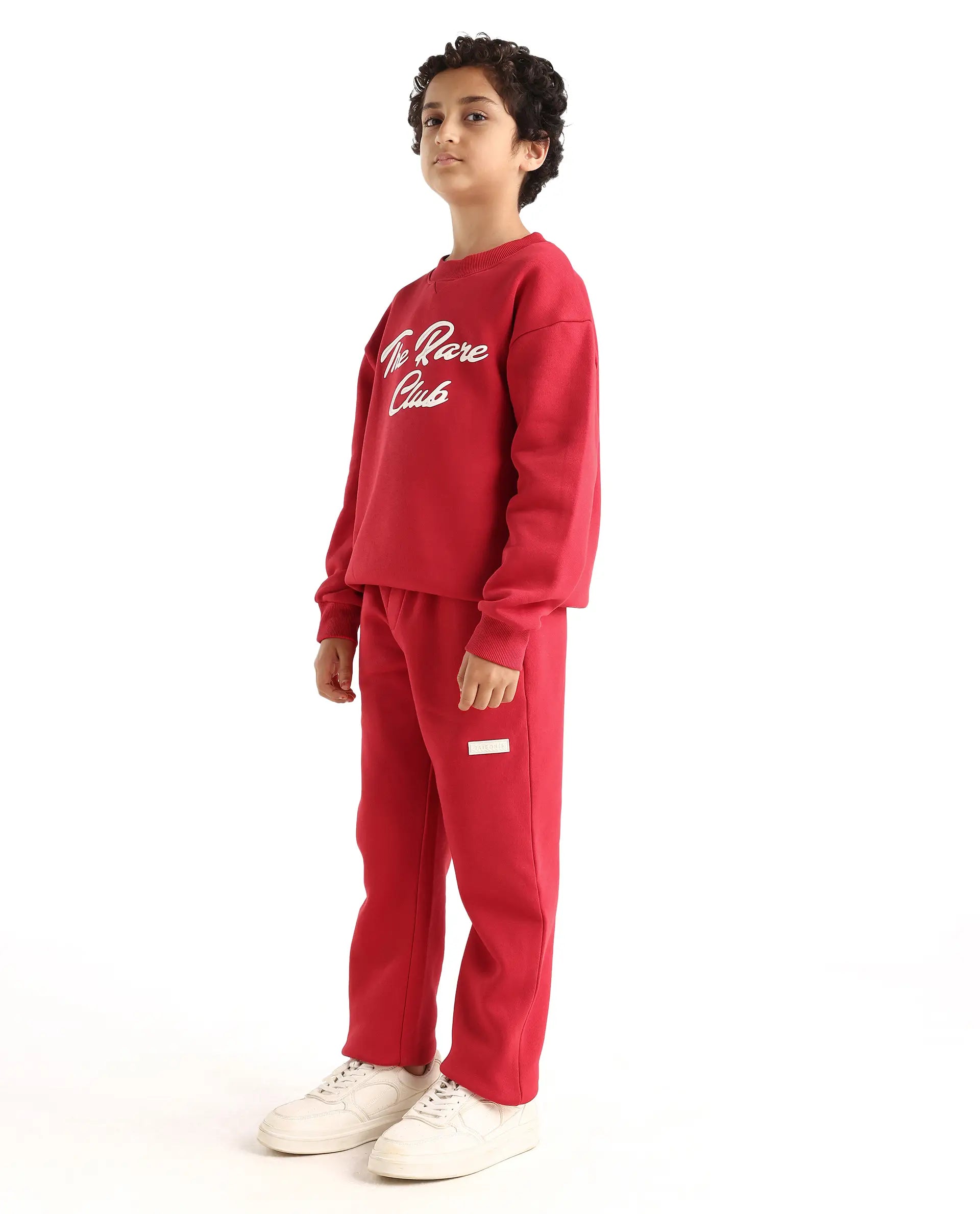Rare Ones Kids Fabio-B Dark Red Cotton Blend Drawstring Closure Hd Print Straight Fit Trackpant