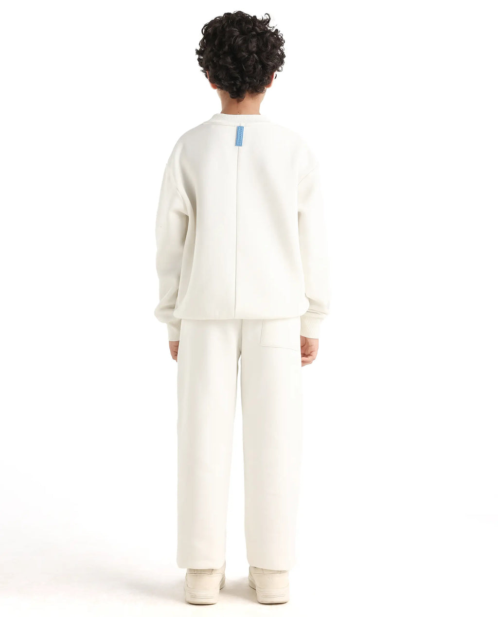 Rare Ones Kids Fabio-B Off White Cotton Blend Drawstring Closure Hd Print Straight Fit Trackpant