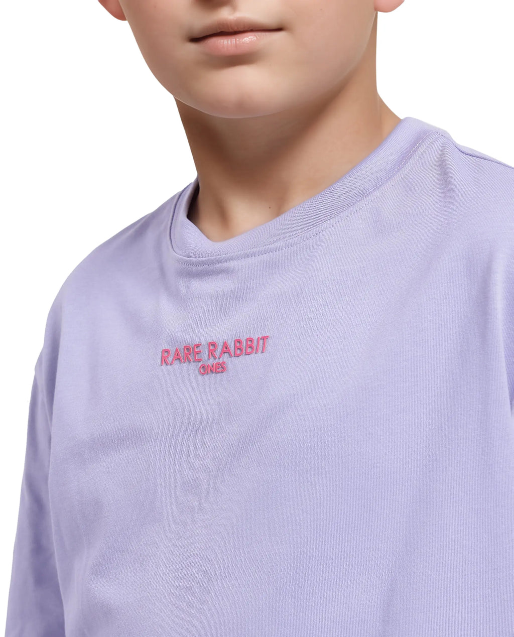 Rare Ones Kids Feg Dusky Purple Cotton Half Sleeves Oversized Crew Neck Graphic Back Print With Applique T-Shirt