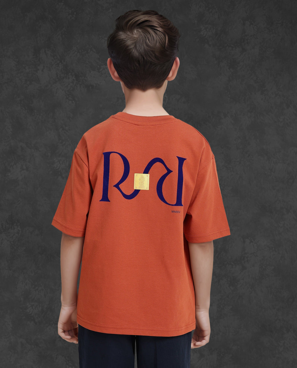 Rare Ones Kids Feg Rust Cotton Half Sleeves Oversized Crew Neck Graphic Back Print With Applique T-Shirt