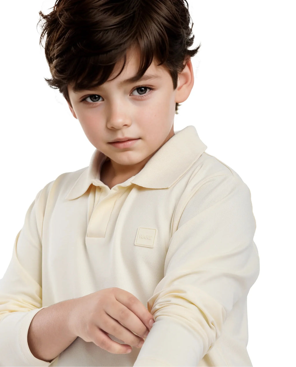 Rare Ones Kids Flit Pastel Yellow Cotton Poly Full Sleeve Polo Neck Solid Polo