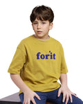 Rare Ones Kids Forit Fluorescent Green Cotton Half Sleeves Crew Neck Towel Embroidered T-Shirt