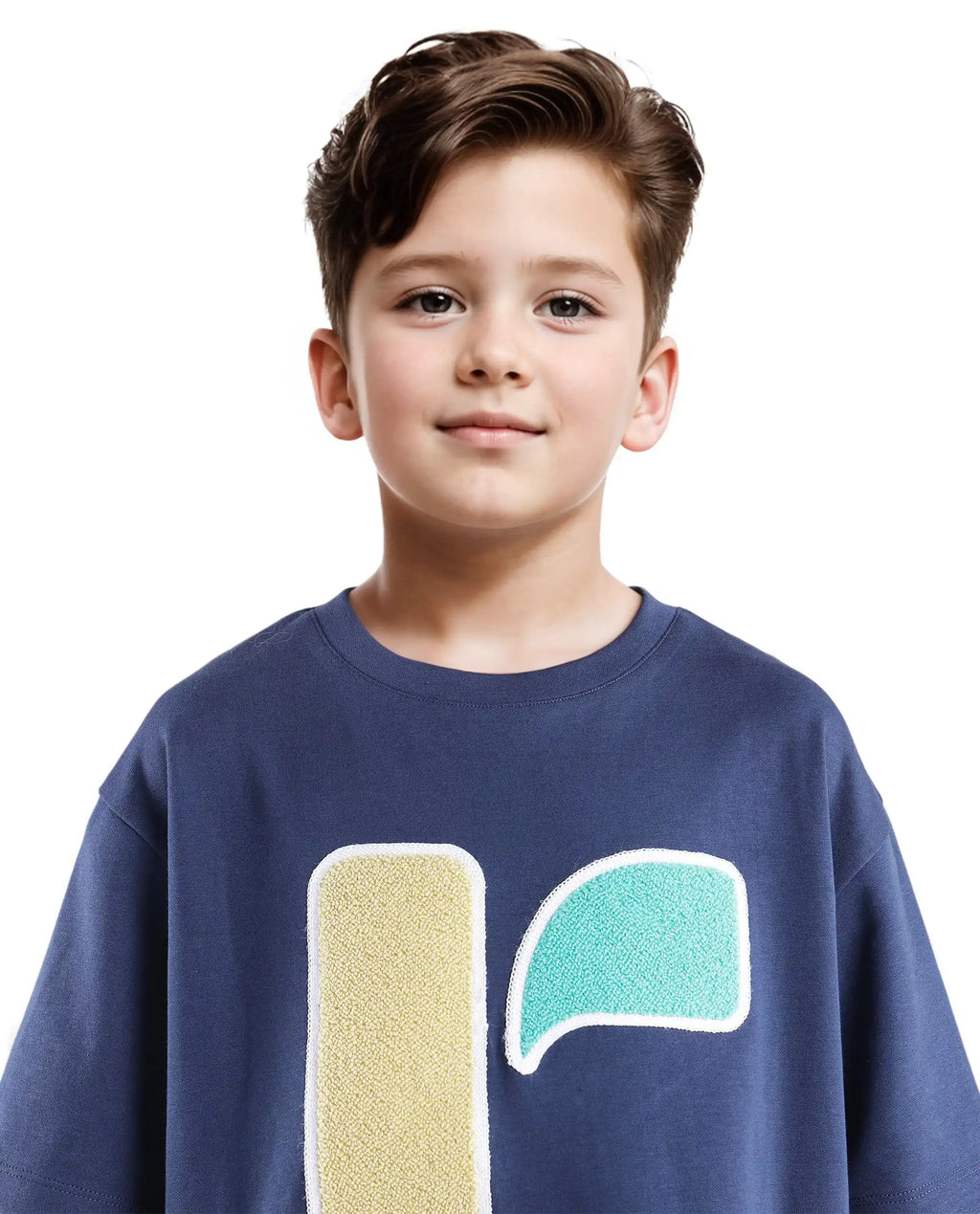 Rare Ones Kids Frodo Navy Cotton Poly Short Sleeve Crew Neck Towel Embroidered T-Shirt