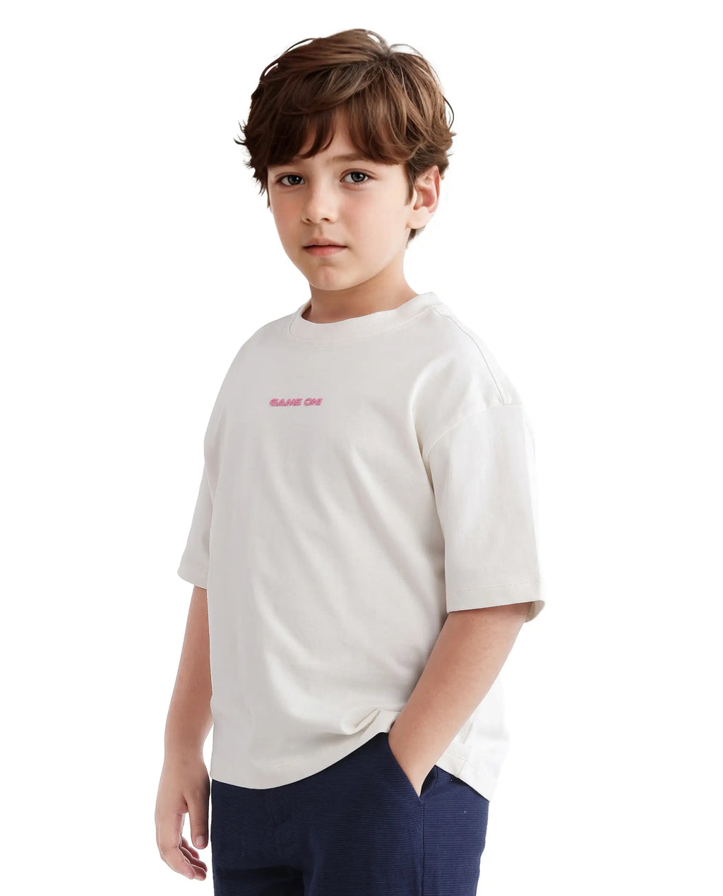Rare Ones Kids Gamo White Cotton Short Sleeve Crew Neck Print T-Shirt
