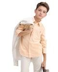 Rare Ones Kids Hart Yellow Cotton Solid Button Closure Boxy Fit Shirt