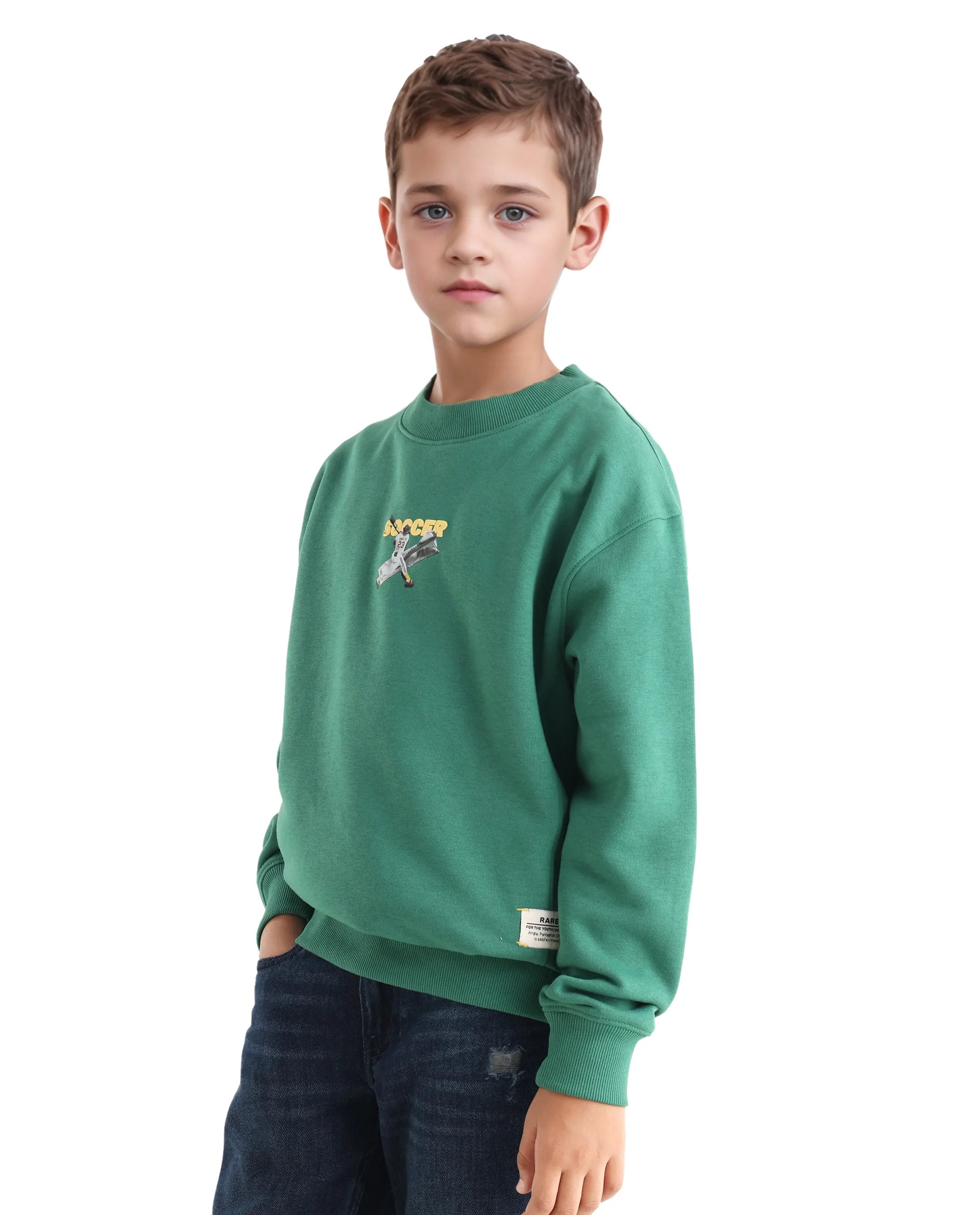 Rare Ones Kids Henry Pastel Green Cotton Graphic Print Oversized Sweatshirt