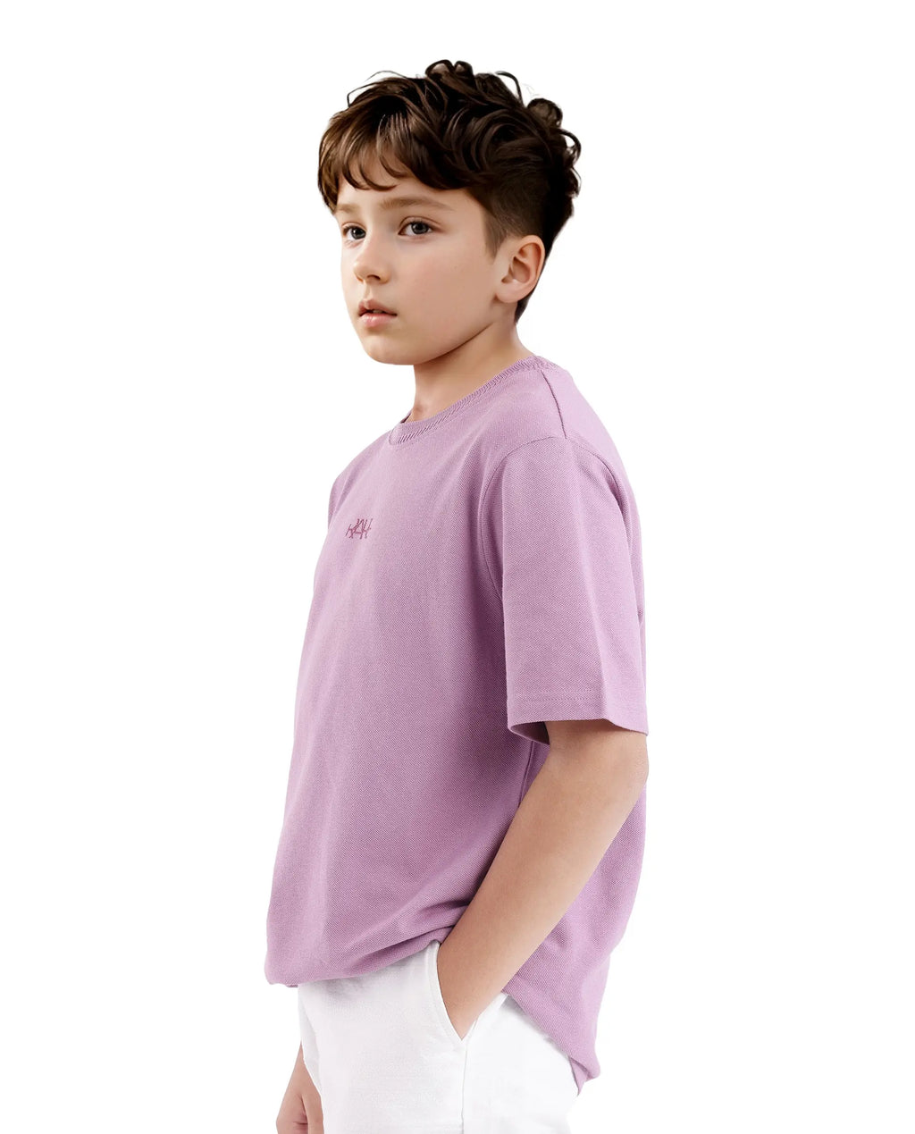 Rare Ones Kids Heron Pastel Purple Cotton Short Sleeve Crew Neck Embroidered T-Shirt