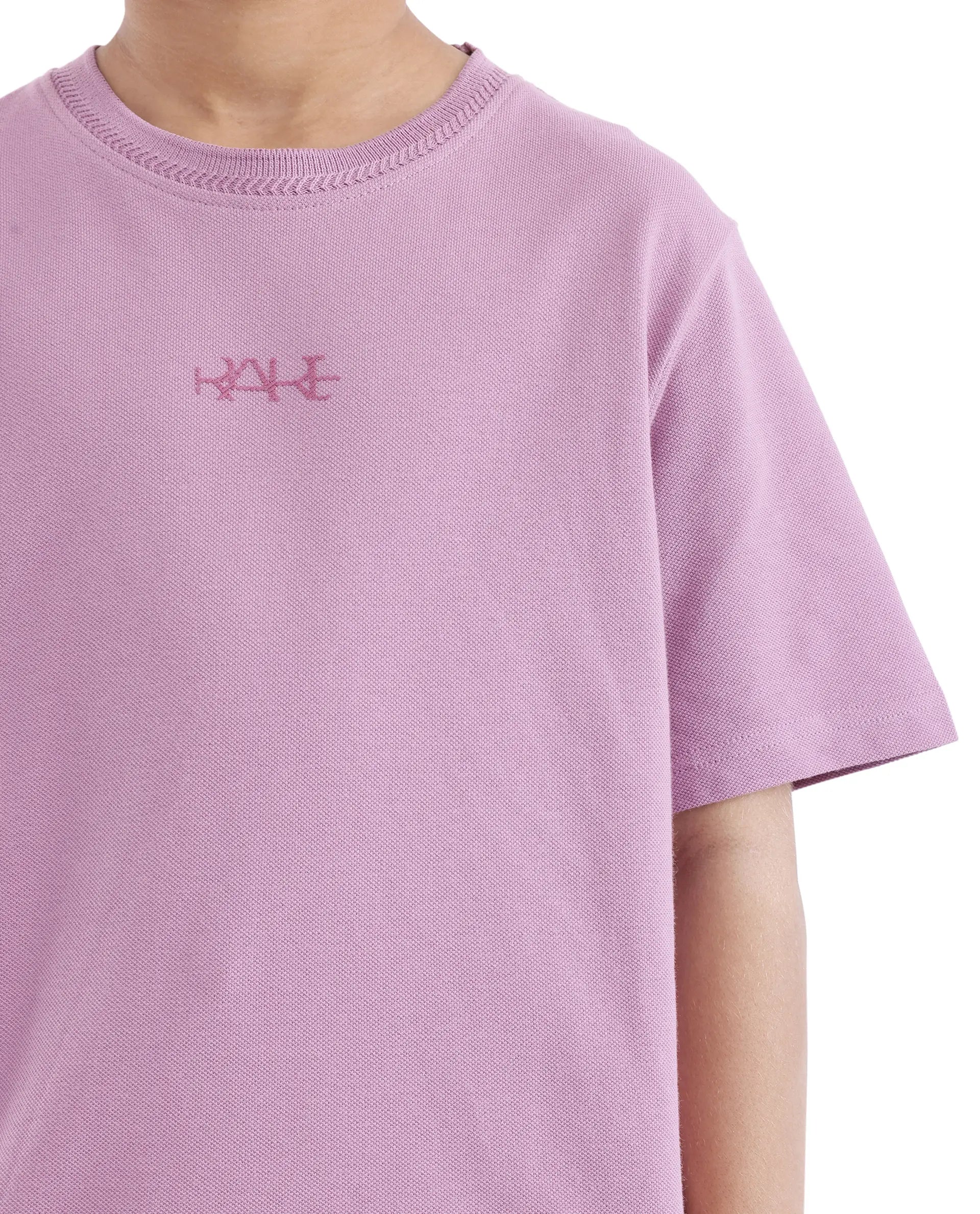 Rare Ones Kids Heron Pastel Purple Cotton Short Sleeve Crew Neck Embroidered T-Shirt