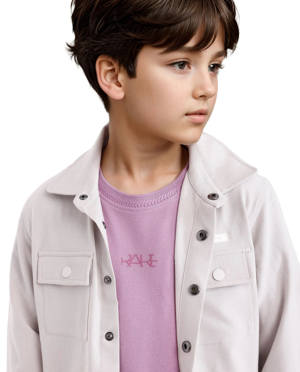 Rare Ones Kids Heron Pastel Purple Cotton Short Sleeve Crew Neck Embroidered T-Shirt