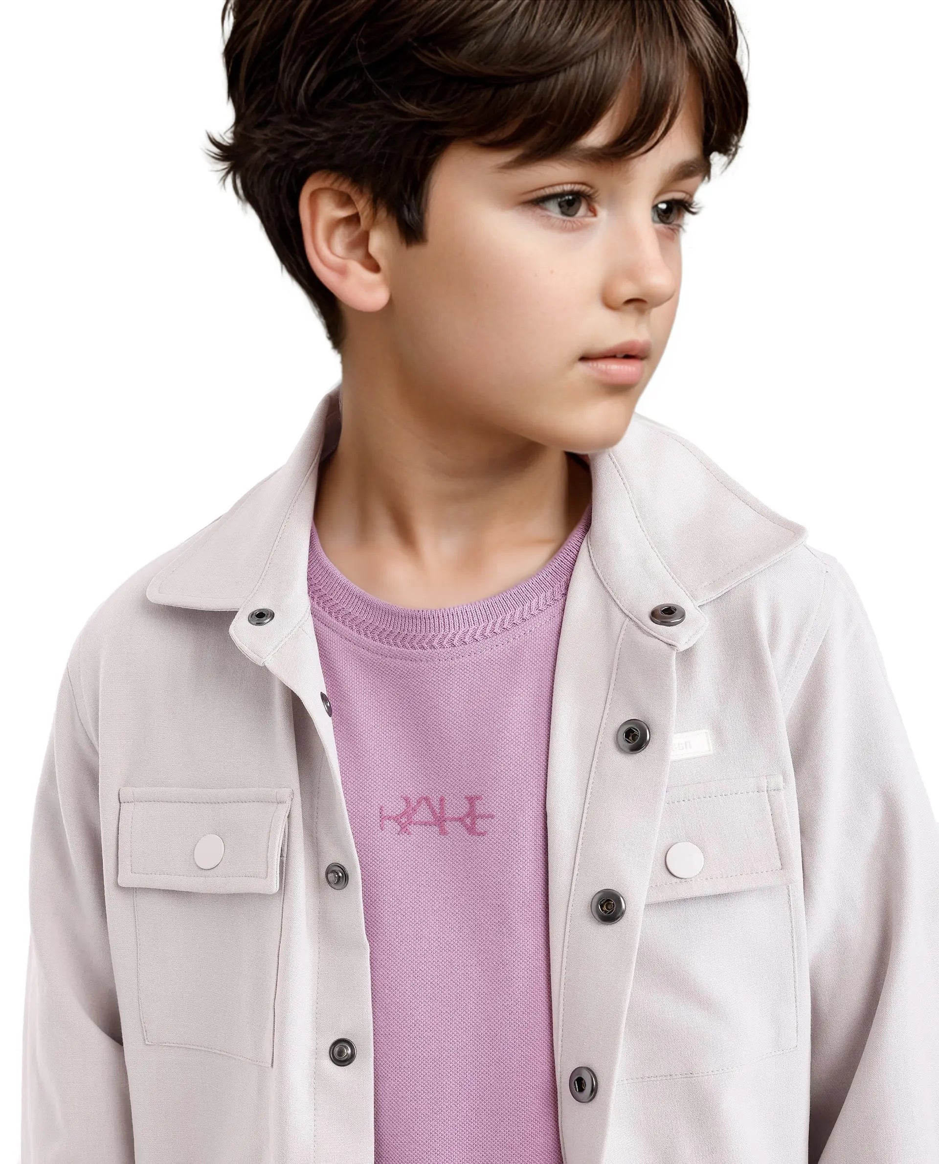 Rare Ones Kids Heron Pastel Purple Cotton Short Sleeve Crew Neck Embroidered T-Shirt