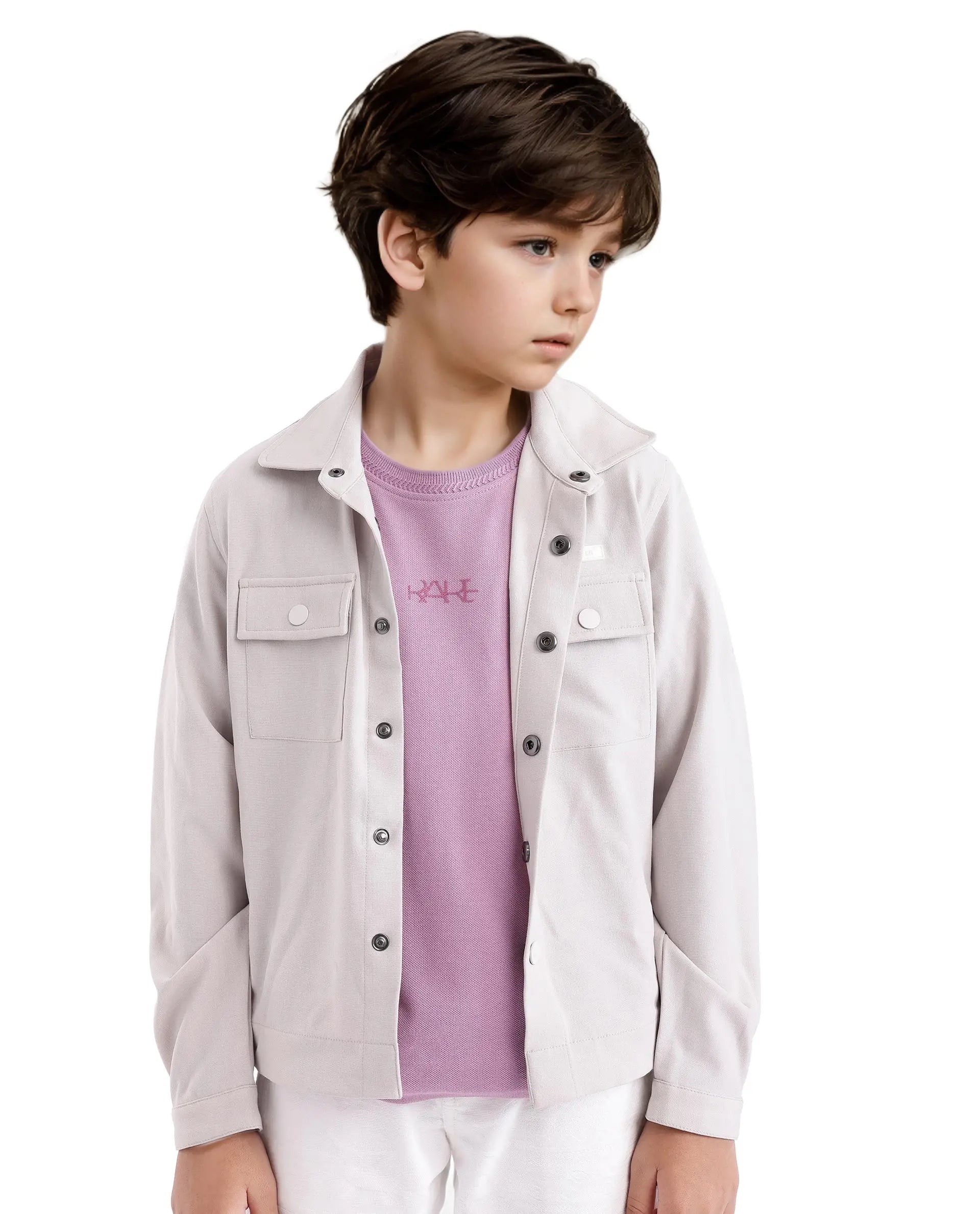 Rare Ones Kids Heron Pastel Purple Cotton Short Sleeve Crew Neck Embroidered T-Shirt