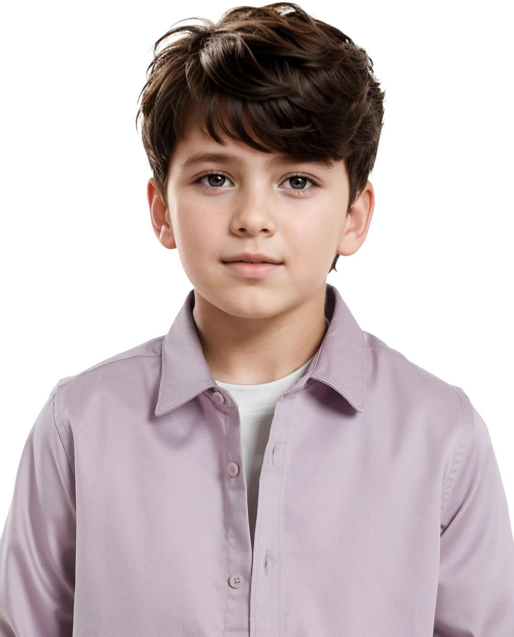 Rare Ones Kids Holo Pastel Purple Cotton Blend Full Sleeve Button Solid Regular Fit Shirt