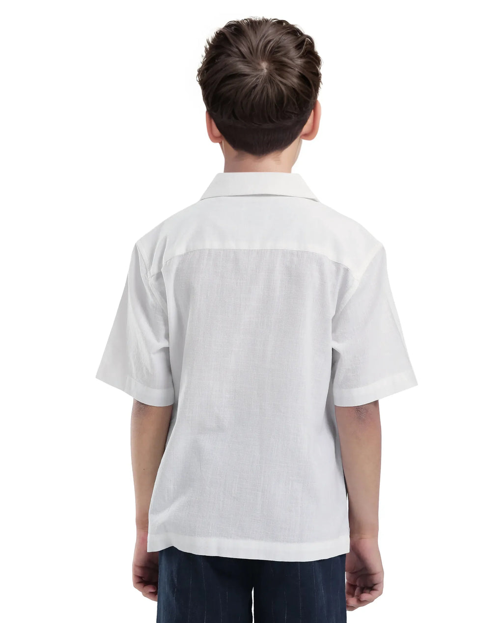 Rare Ones Kids Isla White Cotton Half Sleeve Embroidered Button Closure Regular Fit Shirt